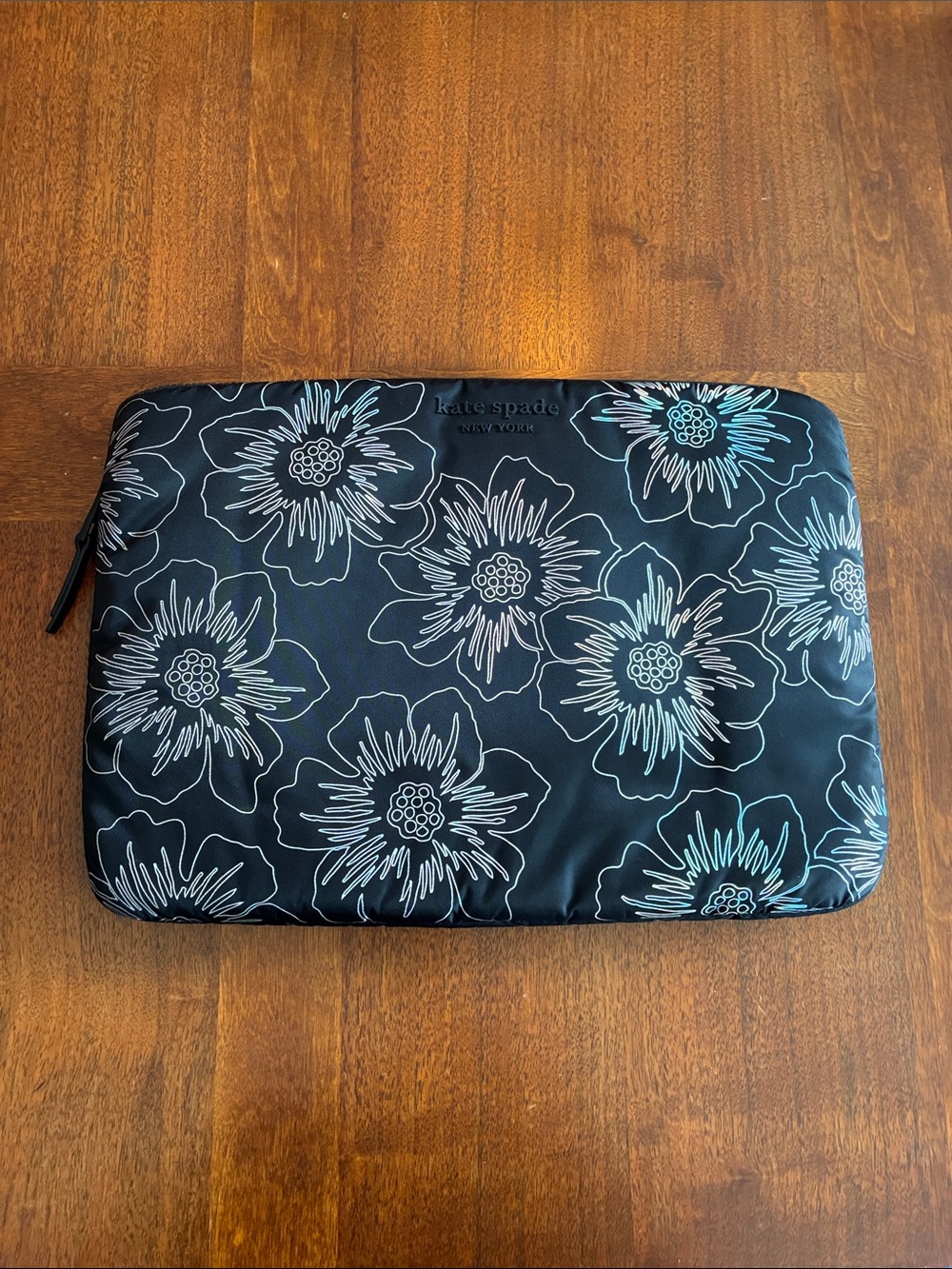 kate spade Floral Zip Padded Laptop Tablet Sleeve Case Hollyhock Iridescent Blac